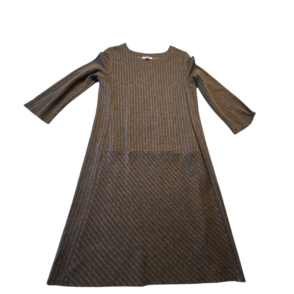 J. Jill Ponte Womens Gray w/white thin stripes 3/4 Sleeve Dress Size XS H25